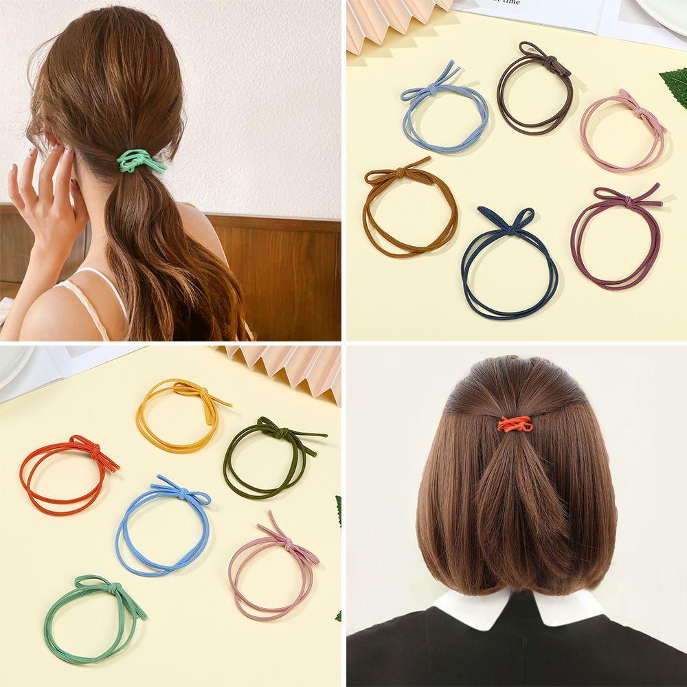 Bộ 6 Dây Cột Tóc Cao Su Co Giãn Đính Nơ Dễ Thương