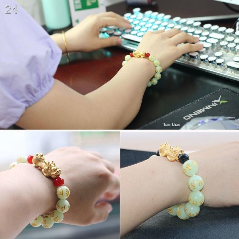 Vòng tay tình nhân bằng đá phát sáng, ngọc trai đêm, thần chú sáu ký tự, chuỗi hạt cầu nguyện, cho nam và nữ