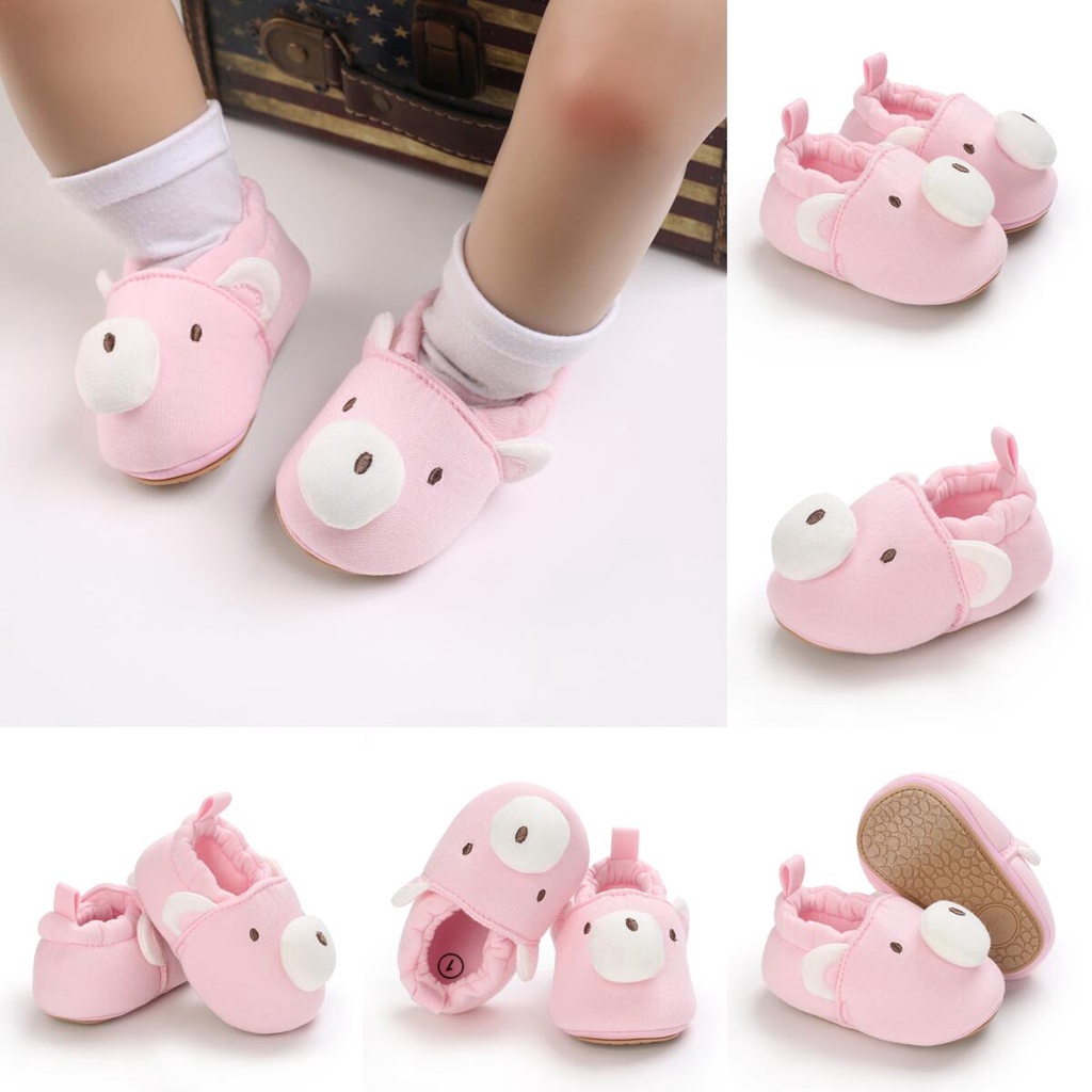 Giày Vải Cotton Đế Mềm Chống Trượt Thoải Mái In Hình Mặt Động Vật Dễ Thương Dành Cho Bé Tập Đi Số 1