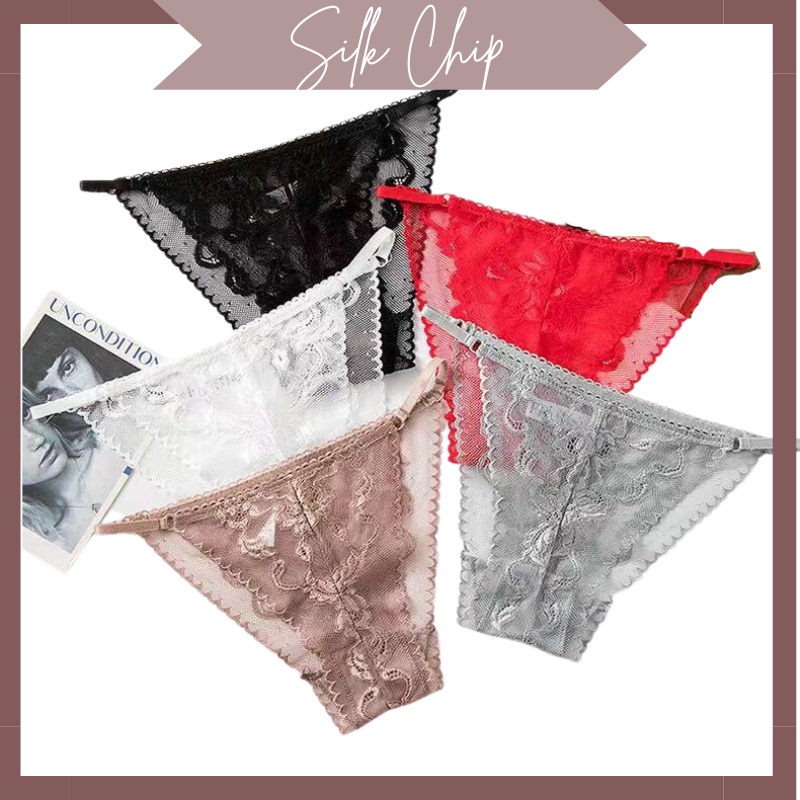Quần lót nữ ren hoa cao cấp dây nơ hông gợi cảm điểm nhấn nơ sexy SILKCHIP C78