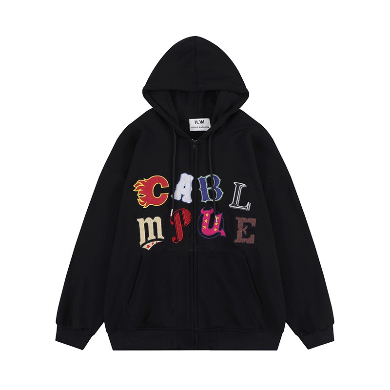 Áo khoác nỉ ngoại chữ Cabl nhiều màu [FREESHIP] Hoodie zip form rộng tay phồng kiểu thể thao đường phố peonyb unisex