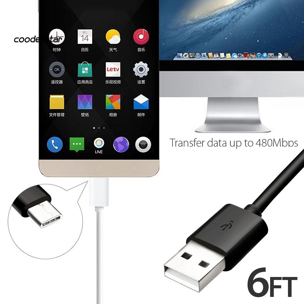 Cáp Sạc Nhanh Cổng Usb Type-C Dài 2m Cho Huawei Samsung Galaxy Htc