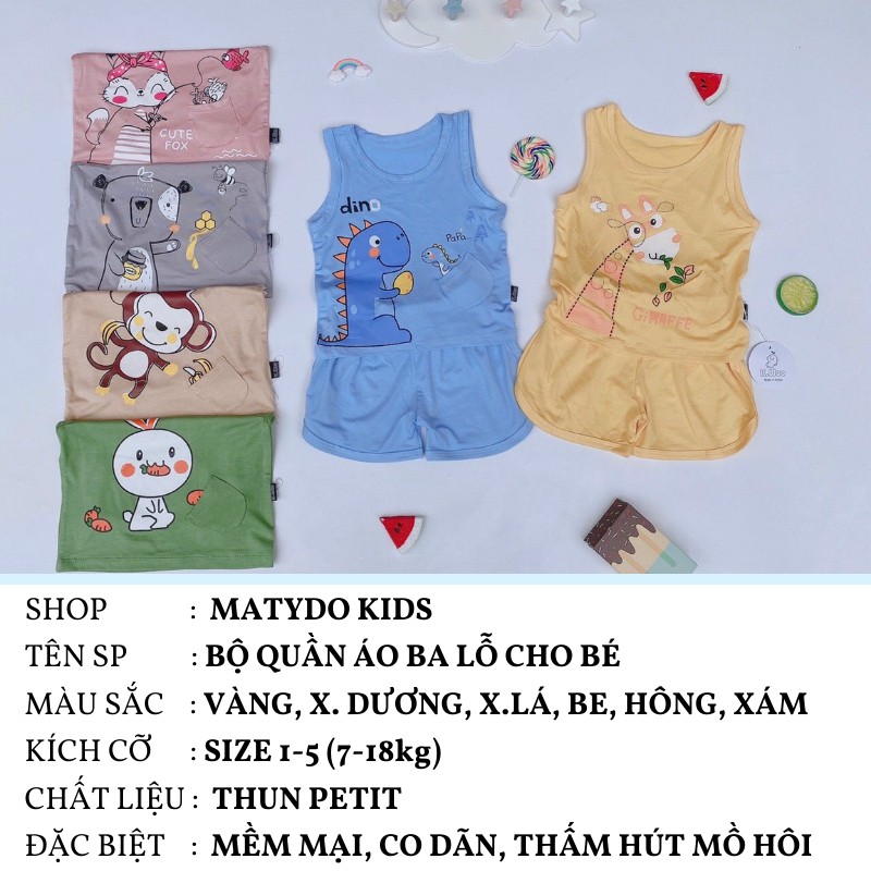 Quần áo trẻ em MATYDO bộ ba lỗ sát nách cao cấp nhiều màu đáng yêu cho bé TL04