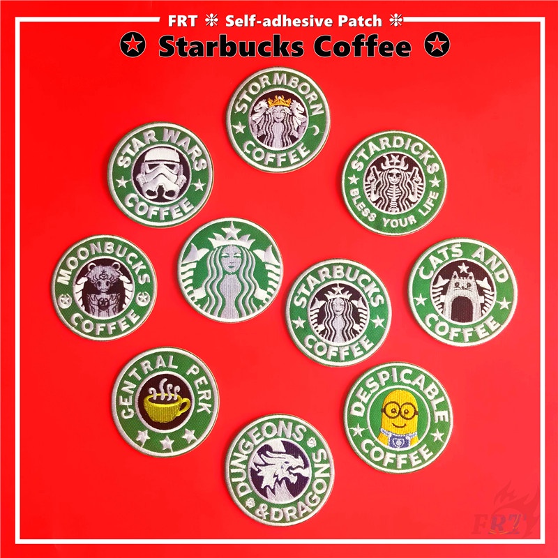 ☸ Miếng Dán Trang Trí Hình starbucks Cà Phê ☸ 1 Huy Hiệu Thời Trang Trang Trí Túi Xách / Quần Áo Hình minions star wars