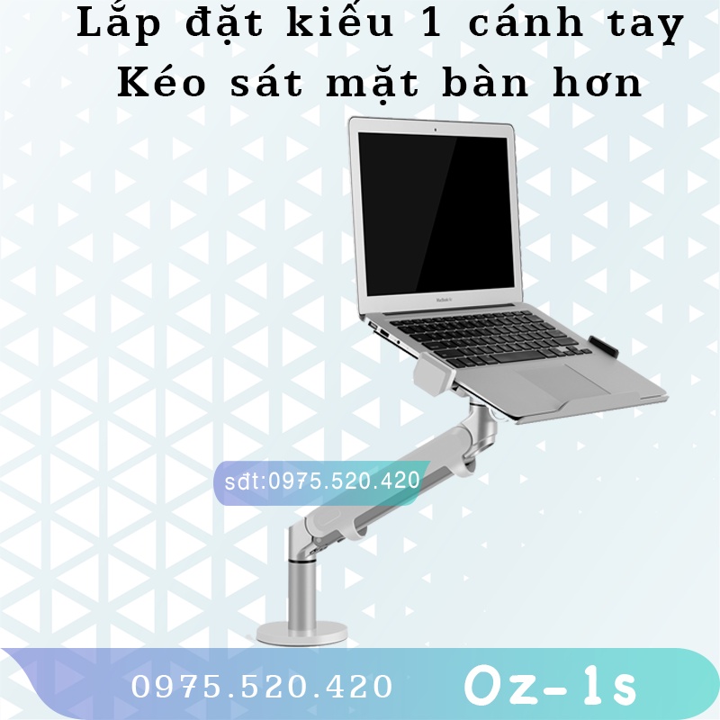 Oz-1S &quot;Giá treo màn hình máy tính&quot; kiêm &quot;Giá đỡ Laptop&quot; - Hợp kim nhôm [Màn hình 17-30inch] [Laptop 10-17inch]