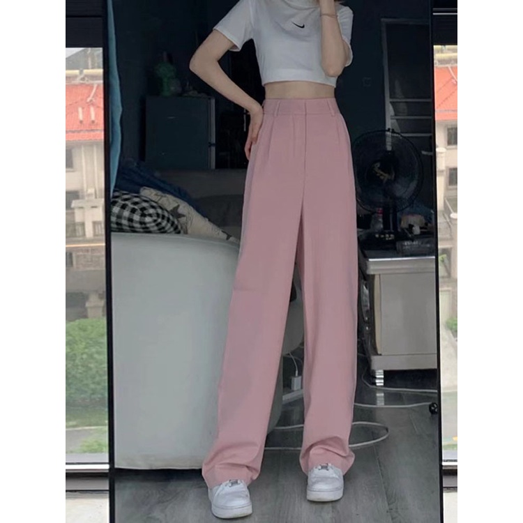 Quần COZOKC ống rộng lưng cao kiểu dáng đơn giản hợp thời trang