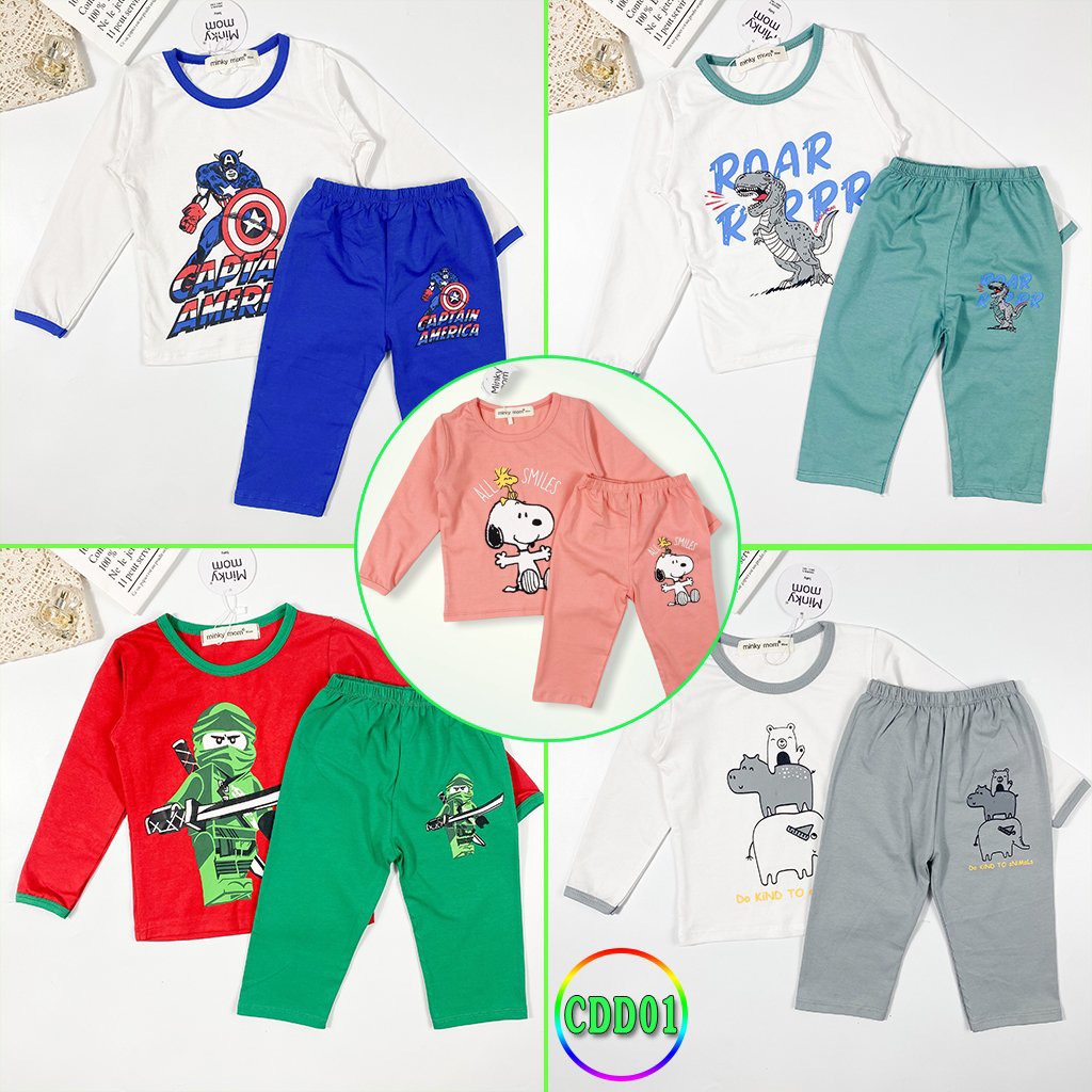 [CDD01] Bộ Dài Tay Cotton 100% MINKY MOM Mềm Mịn, Thoáng Mát, Thấm Hút Mồ Hôi, Dễ Chịu, Hàng Chuẩn Loại 1 Cho Bé