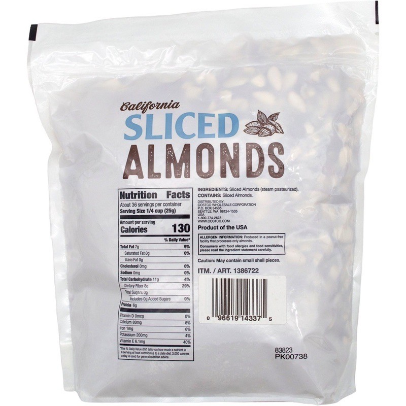Hạnh Nhân cắt lát [sliced Almonds california] 2LB 908G