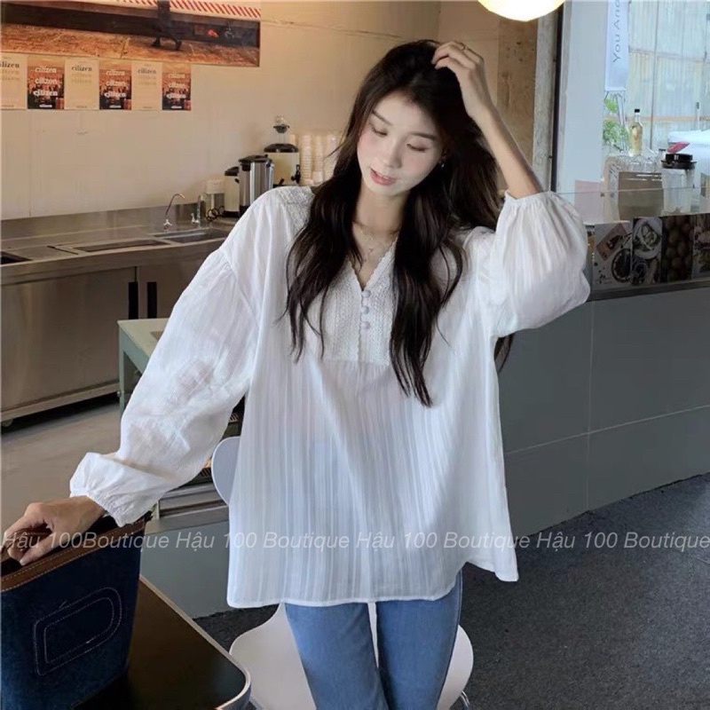 Áo babydoll khuy bọc cổ y sang trọng phong cách Korea by