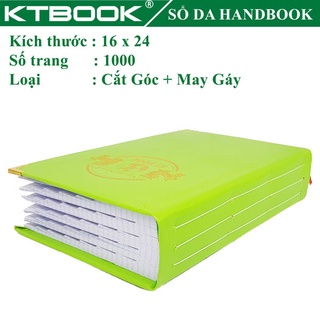 SỔ GHI CHÉP BÌA DA KTBOOK HANDBOOK CAO CẤP 1000 trang size 16 x 24 cm ruột giấy in caro Cắt góc + May gáy