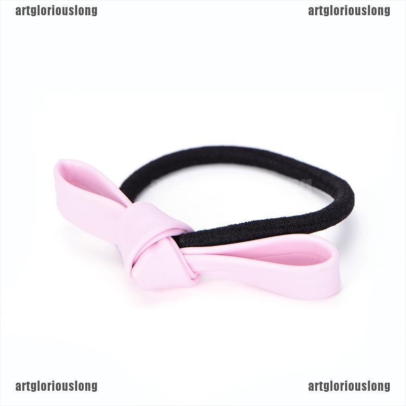 Dây Buộc Tóc Cao Su Co Giãn Bọc Da Phối Nơ Thời Trang Dành Cho Nữ