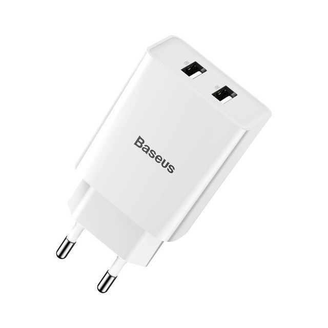 Cốc sạc BASEUS mini 2 cổng USB 10.5W 5V 2A cho iPhone 11 Pro X 8 7 Plus Xs Max Samsung Xiaomi - Hàng chính hãng