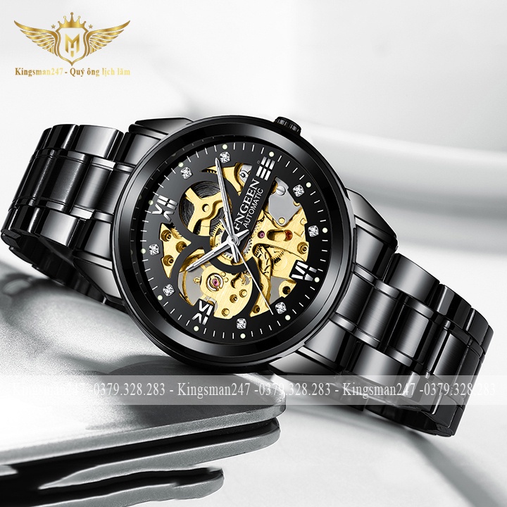 Đồng hồ cơ nam chính hãng Fngeen 6018 lộ máy automatic tự động, dây thép không gỉ cao cấp đẹp giá rẻ [Tặng tháo dây] | BigBuy360 - bigbuy360.vn