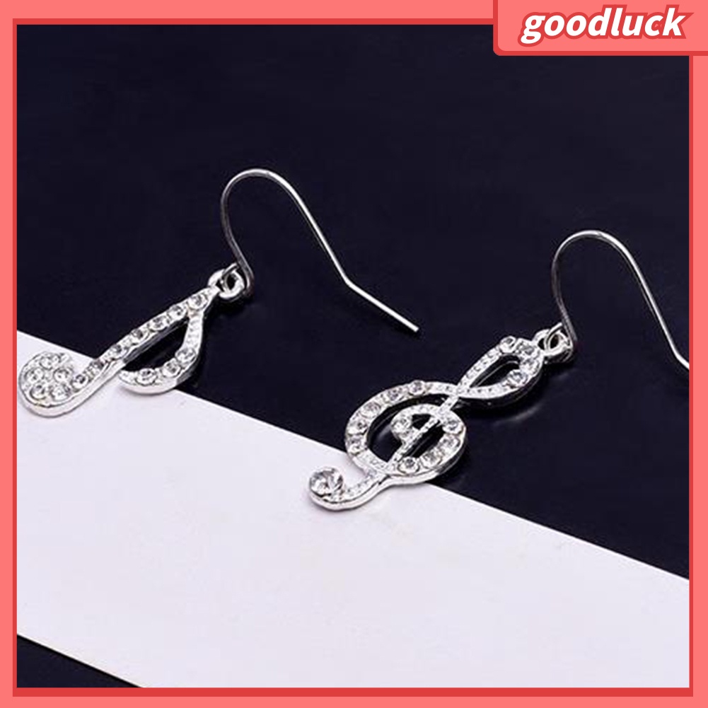 Khuyên tai dáng dài hình nốt nhạc đính đá lấp lánh thời trang nữ dễ thương