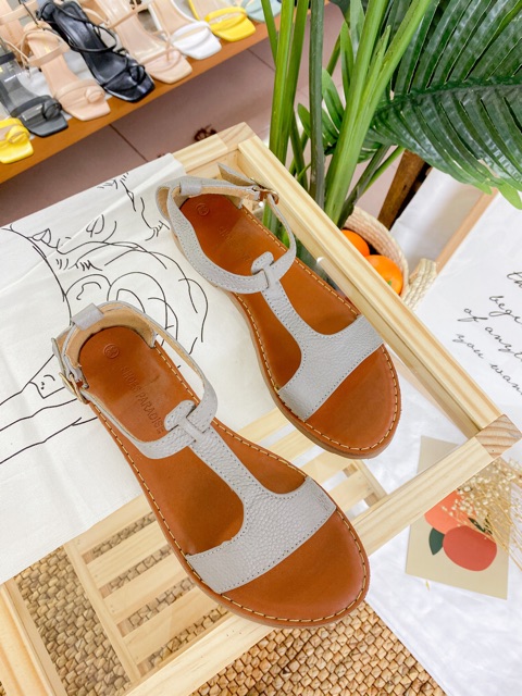 Sandal Nữ Da Bò Chữ T Shoes Paradise Đế Bệt Thời Trang