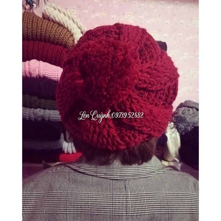 Mũ handmade kiểu quả trám cho nữ - Quà tặng độc đáo - Mũ len móc tay
