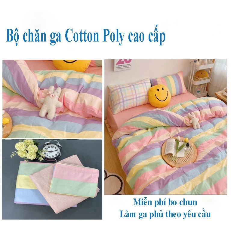 Bộ chăn ga gối Cotton Poly M2T Bedding drap giường Hàn Quốc miễn phí bo chun ga giường bọc đệm- HT home | BigBuy360 - bigbuy360.vn