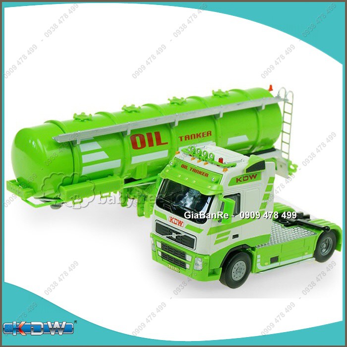 Mô Hình Kim Loại Xe Tải Hạng Nặng Cho Bồn Dầu KDW - Xanh Lá - Tỉ Lệ 1:50 - 9914