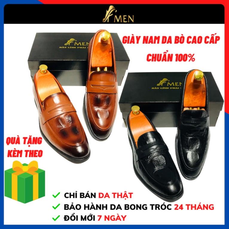 Giày lười da nam giày tây giày công sở da bò thật cao cấp đẹp thời trang vân cá sấu sang trọng KMEN K15 🍖