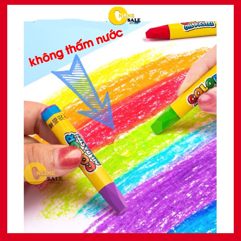 [Mẫu Mới] Bút sáp dầu oil Pastel chuẩn màu tươi sáng- bút màu học sinh tập tô cho bé 12 màu an toàn- Họa cụ-Qskin