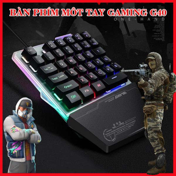 [PHONE GEAR] Bàn phím một tay gaming G40 LED 7 màu chơi game PUBG, ROS, Free Fire và các game FPS