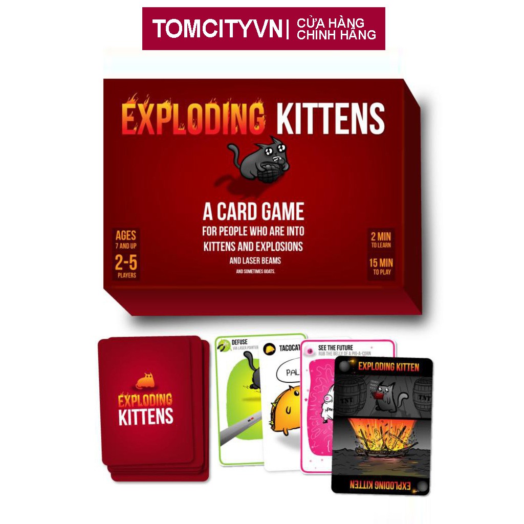 Bộ Mèo Nổ cơ bản Exploding Kittens phổ biến bản đỏ tiêu chuẩn