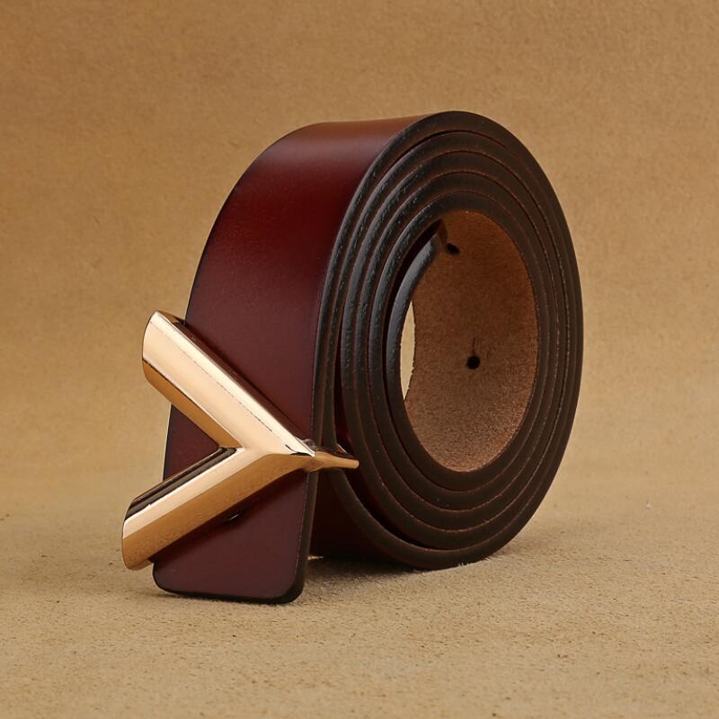 Mới Thắt Lưng Da Khóa Hợp Kim Chữ v Thời Trang Cho Nam Nữ