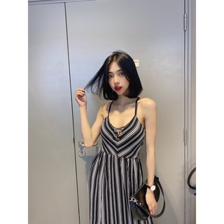 Đầm Maxi Sọc Đan Dây Ngực