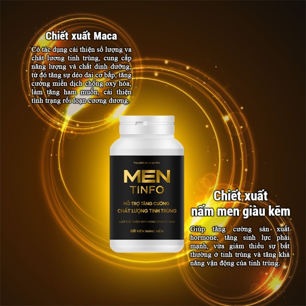 Viên Uống MENTINFO Tăng Cường Sinh Lý Nam, Cải Thiện Chất Lượng Tinh Trùng Bồi Bổ Cơ Thể Hộp 60 Viên TTP026