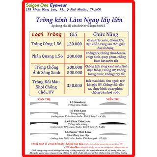 Combo gọng + tròng kính cận viễn đổi màu, tròng chống ánh sáng xanh