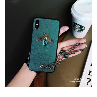 Ốp lưng đính đá con ong màu Xanh