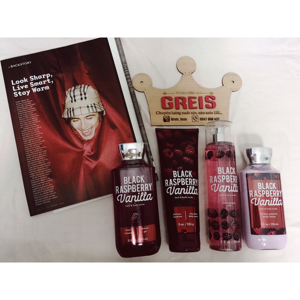 [Có bill US] Bath & Body Works - Set body care BLACK RASPBERRY VANILLA