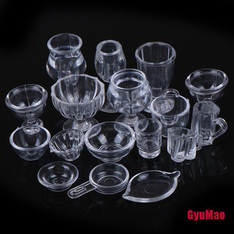 Bộ 17 Món Đồ Chơi Dụng Cụ Ăn Uống Trong Suốt Cho Nhà Búp Bê Tỉ Lệ 1:12
