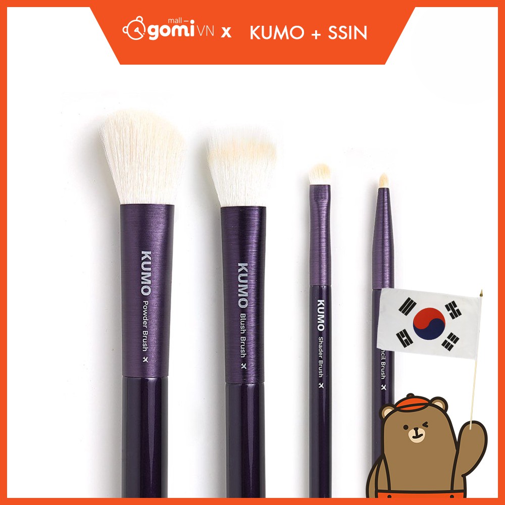 Bộ 4 Cọ Trang Điểm Cầm Tay KUMO+SSIN THE VIOLET BRUSH FOR TRAVELLERS GomiMall