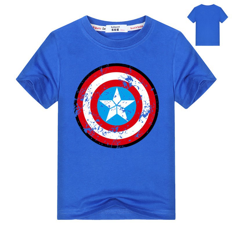 Áo Thun In Hình Khiên Captain America Marvel Thời Trang Mùa Hè 2019 Dành Cho Trẻ Nhỏ