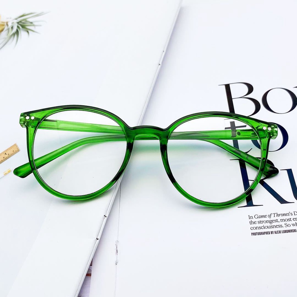 Mắt Kính Gọng Tròn Siêu Nhẹ Chống Tia Sáng Xanh Thời Trang Cho Nữ