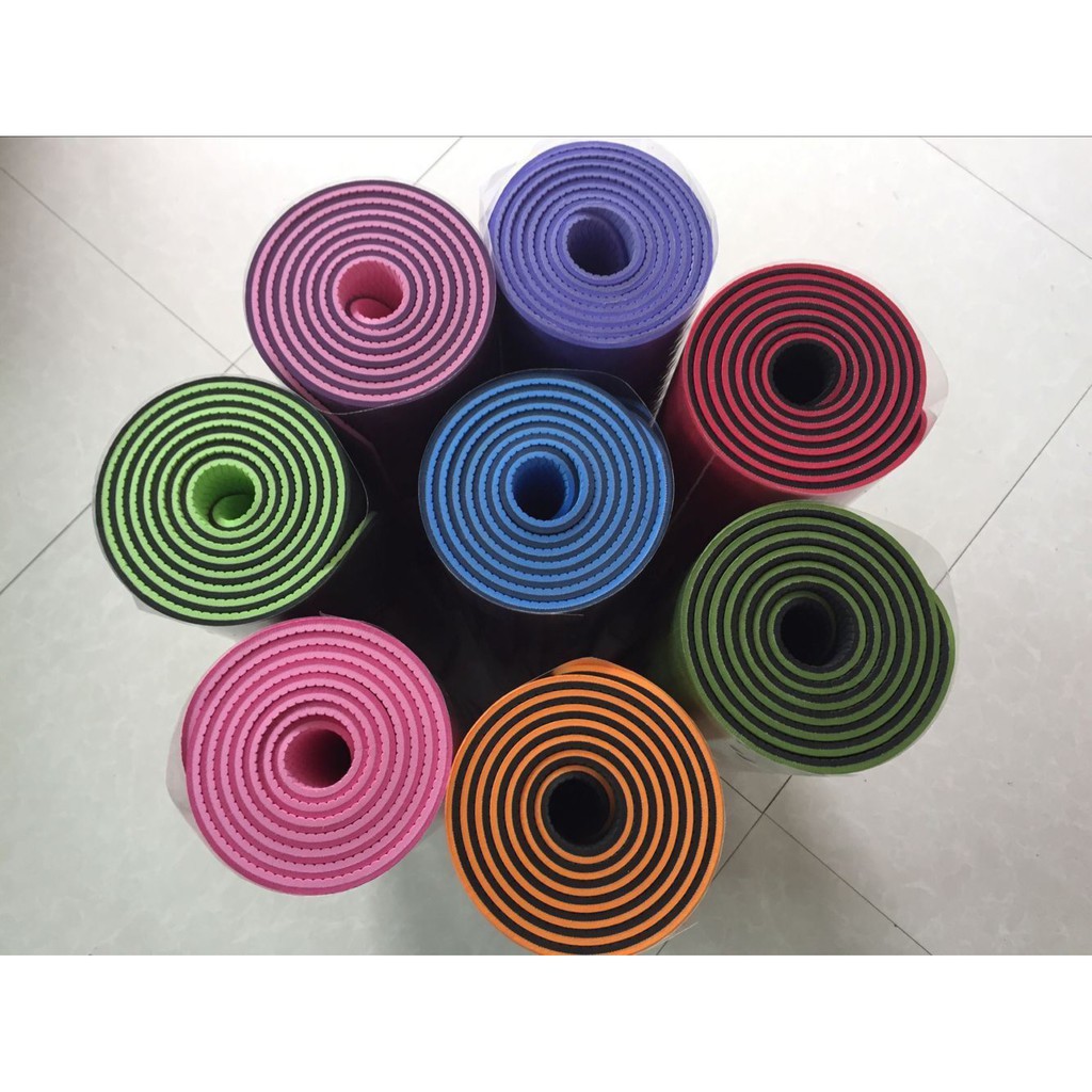 Thảm yoga thảm tập gym tại nhà chống trượt tpe 2 lớp 6-8 mm GADUVI