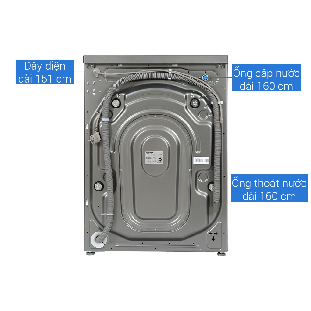 Máy giặt Toshiba Inverter 8.5 kg TW-BL95A4V - Kết nối Wifi - Hàng chính hãng bảo hành 2 năm