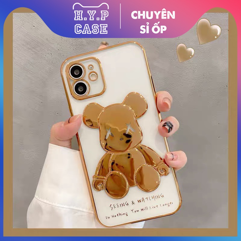 Ốp Lưng Iphone KAWS Màu Gold Hình Nổi 3D Viền Si Cạnh Vuông Full Viền Full Đáy (02) | BigBuy360 - bigbuy360.vn
