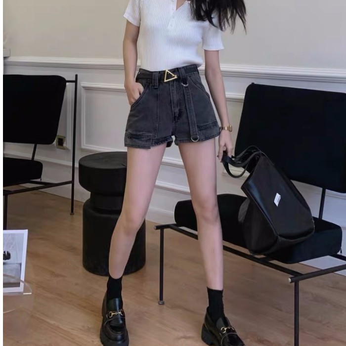 Quần Short Denim Nữ Lưng Cao Phong Cách Hàn Quốc | BigBuy360 - bigbuy360.vn