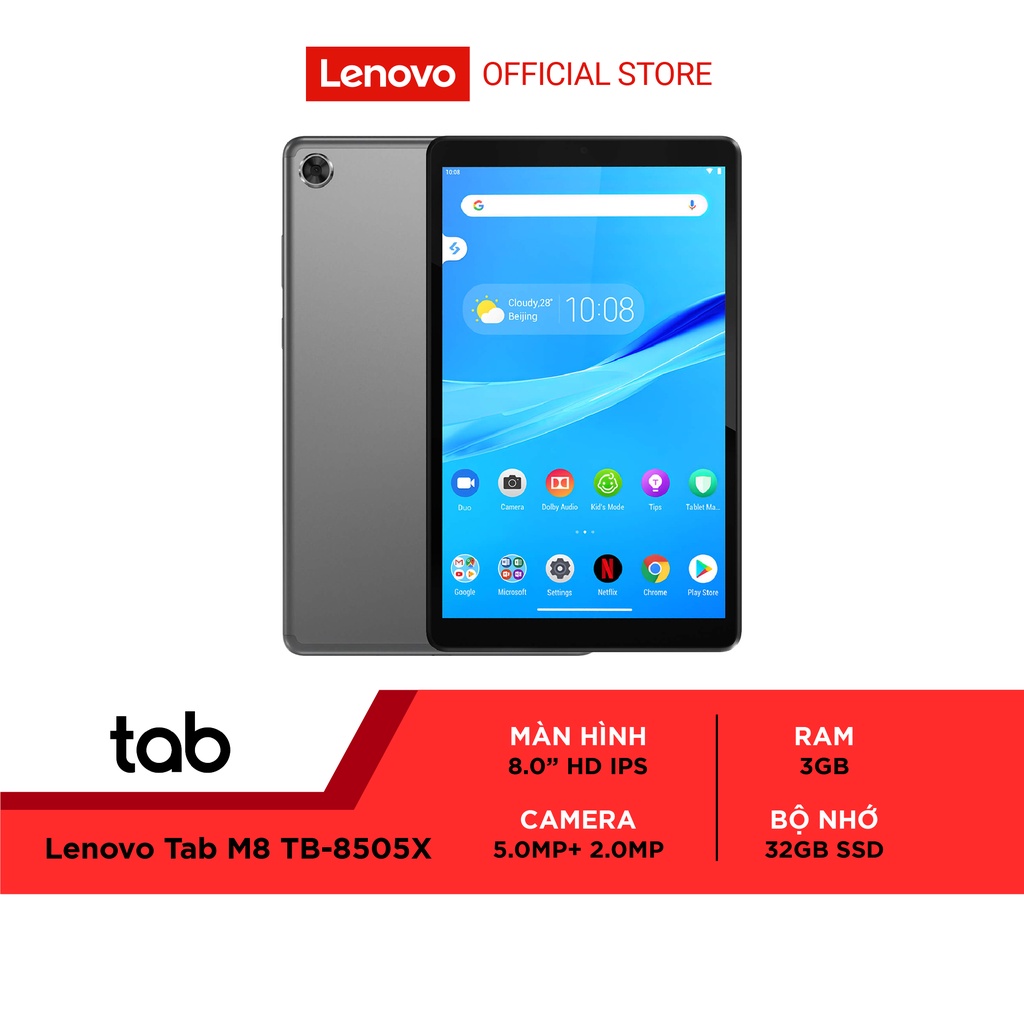 Máy tính bảng Lenovo Tab M8 TB8505X (A22 2.0Ghz/3GB/32GB/8.0 inch/Wifi/4G/Android)