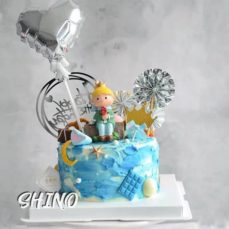 Topper/ que cắm quạt giấy đủ màu trang trí bánh kem (Set 4 cái)