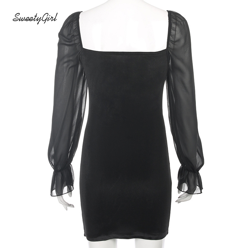 Đầm ôm Tay Dài Cổ Vuông Thời Trang Quyến Rũ