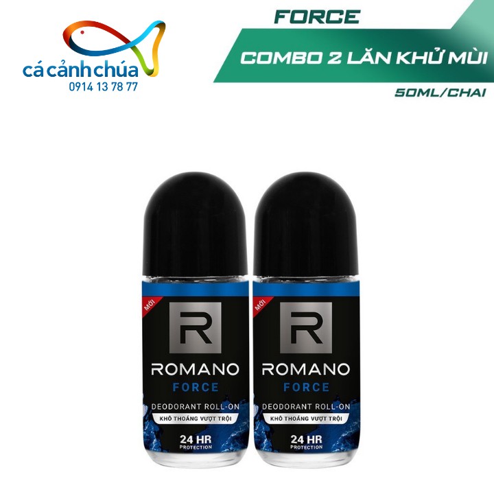 Combo 2 lăn khử mùi Romano kháng khuẩn & khô thoáng cả ngày 50ml - Hàng công ty