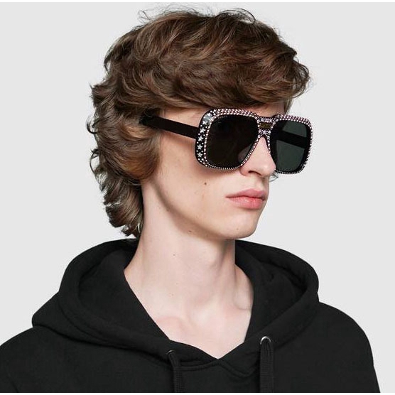 Kính mát Samjune gọng vuông đính đá sành điệu cho nữ