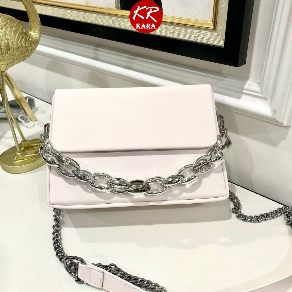 Túi xách nữ đeo chéo dây xích KARA 480- Size 19*14*6cm, Dạng hộp, 2 Màu lựa chọn