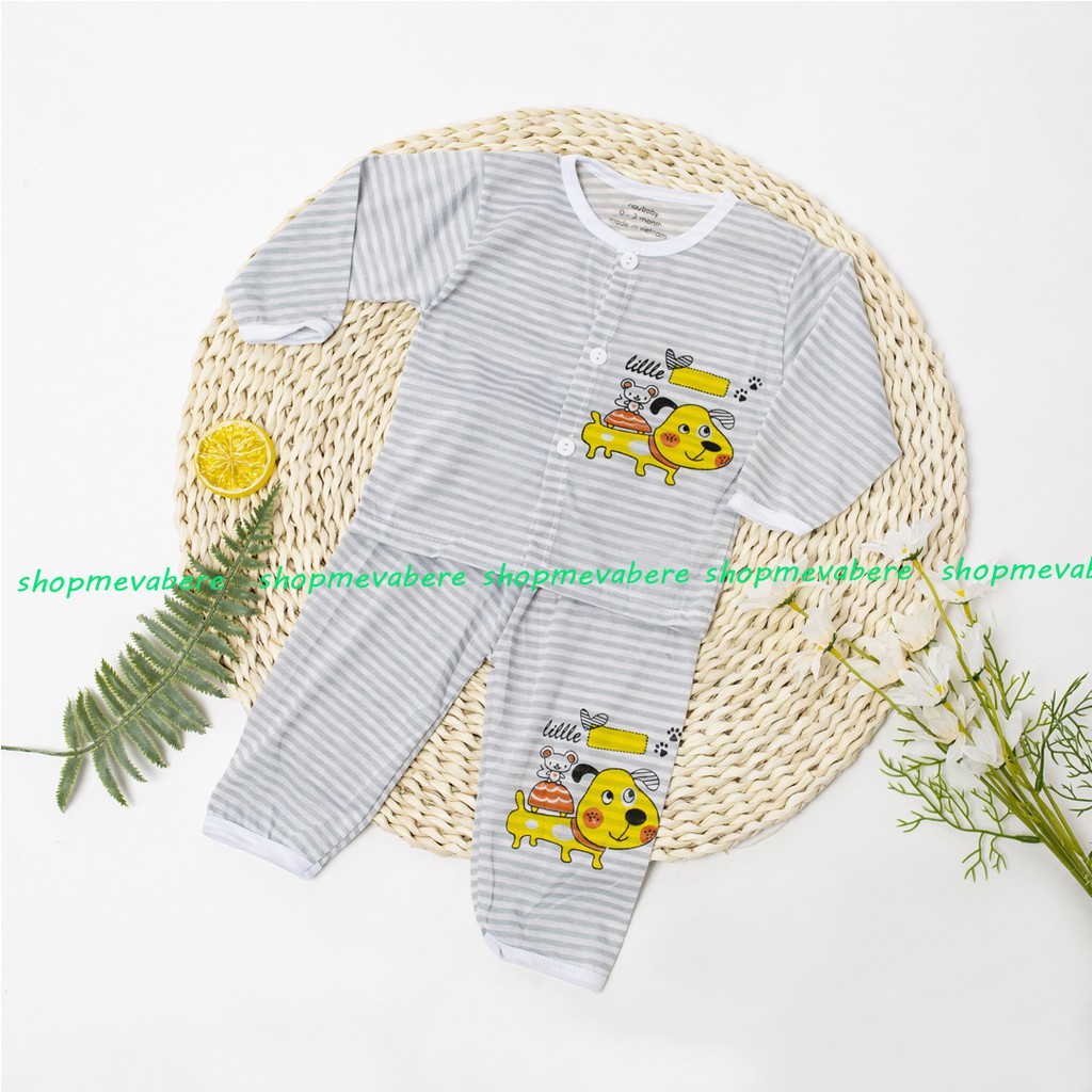 Bộ cotton dài tay cho bé sơ sinh, khuy giữa - BO39