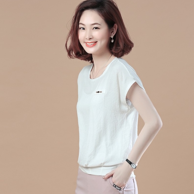 Áo Thun Tay Ngắn Cổ Tròn Dáng Rộng Thiết Kế Mới Thời Trang Theo Phong Cách Hàn Quốc Cho Nữ