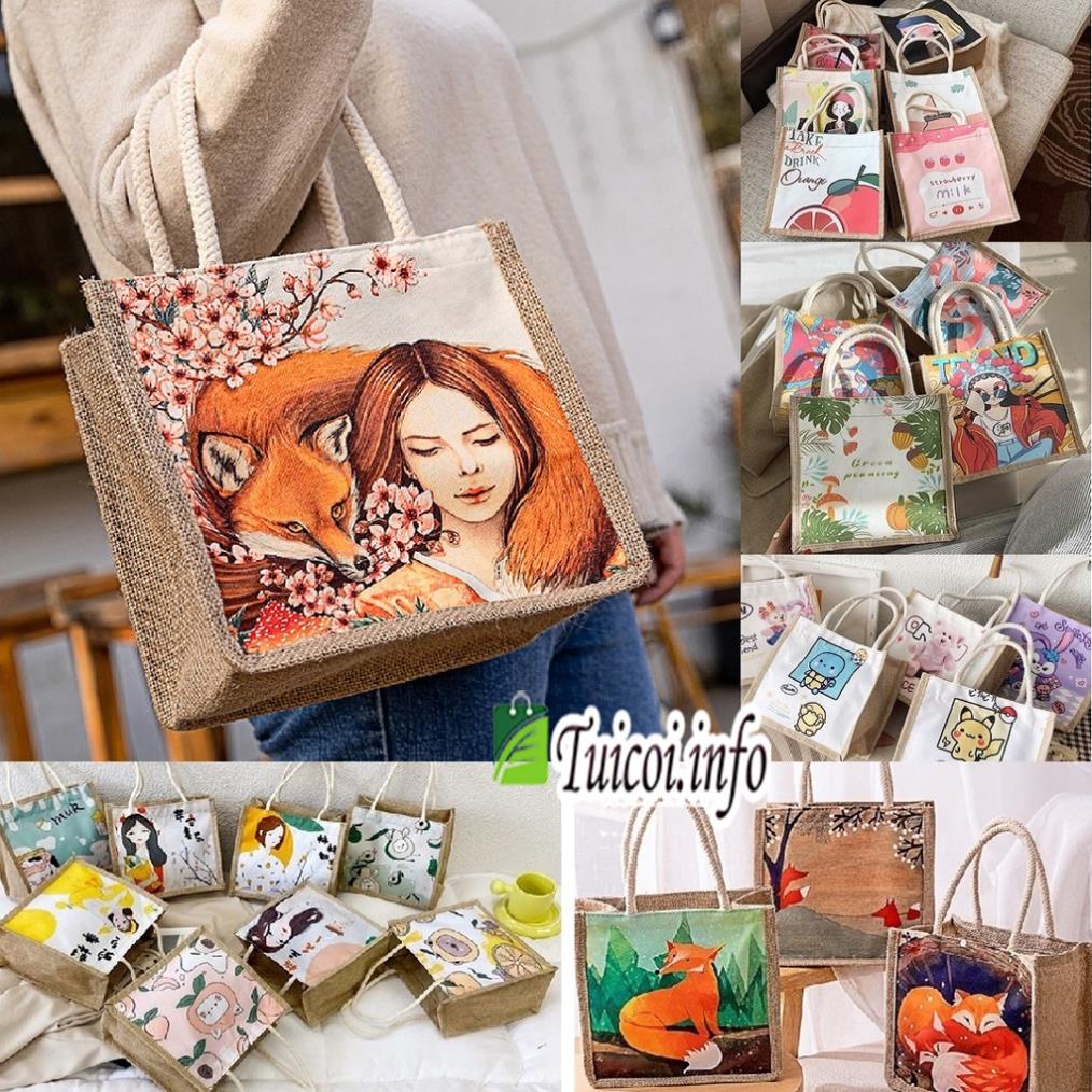 Túi cói mini hàng đẹp đi du lịch , túi tote xách mini đi biển nữ đẹp thời trang dễ thương cute cá tính phong cách PK Tku