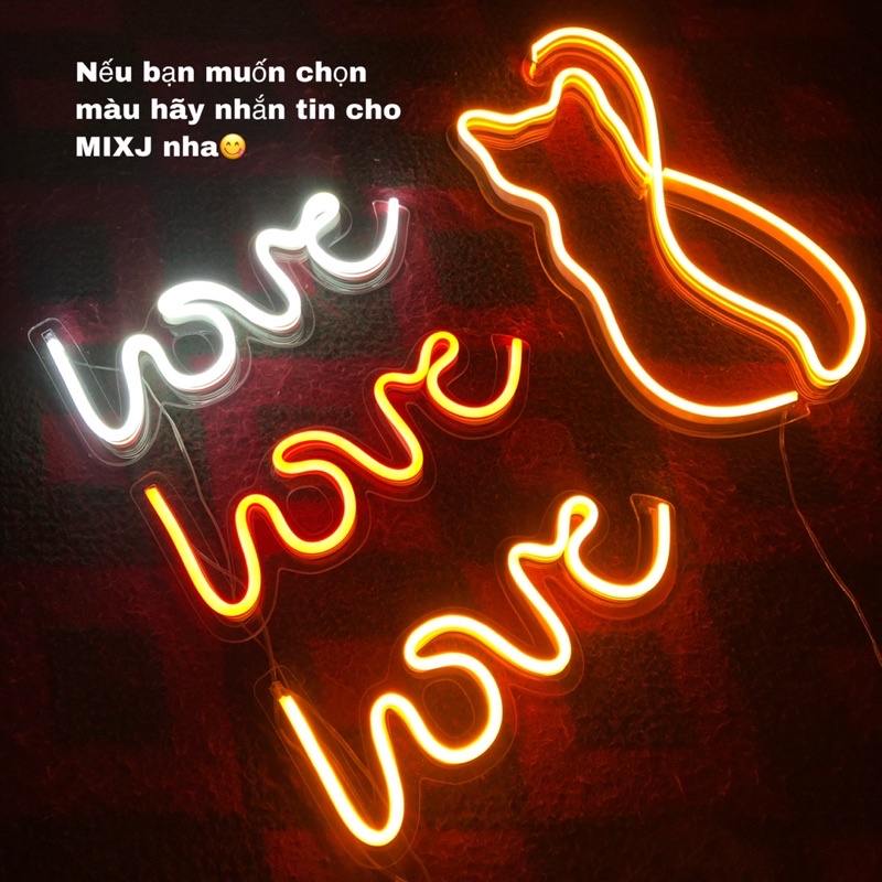 Đèn led Neon trang trí | Hình chữ love | 15x25cm | Decor phòng ngủ | Đèn ngủ | Quà Tặng Cực Chất , Led 12V- MIXJ